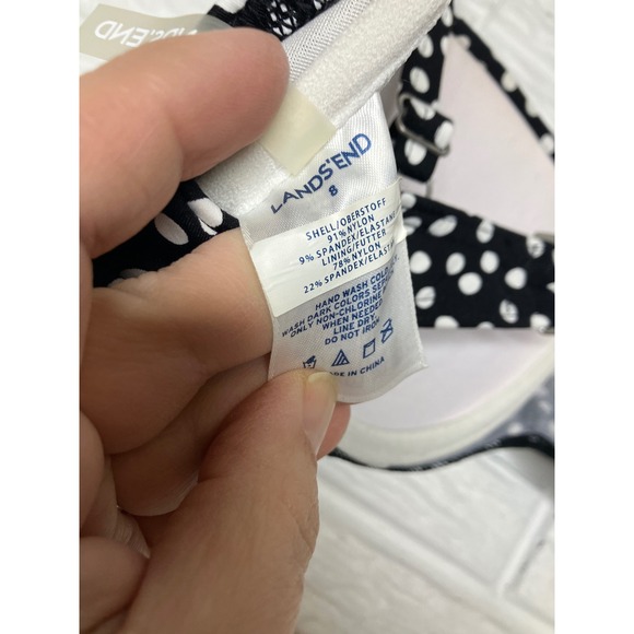 Lands End navy blue & white polka dot high waist bikini women's size 8 summer - Picture 6 of 9